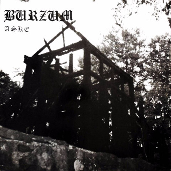 Cover of Burzum - Aske, depicting the burned church at Fantoft