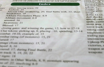 Stylized picture of index from the rulebook